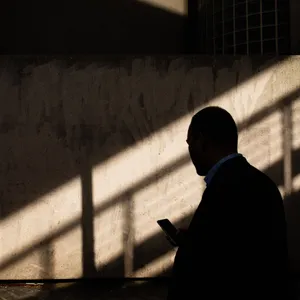 businessman checking his phone for clients