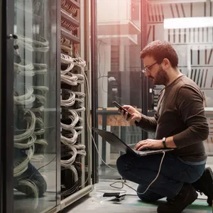 IT guy monitoring network speed