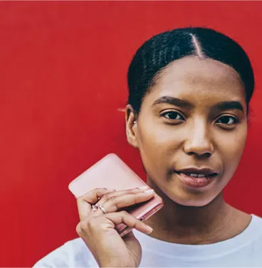 portrait of a woman with her mobile